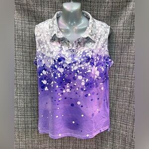 NWT Acegolfs Purple Dye Polo Top Golf Tennis UPF50+, Women’s size XL